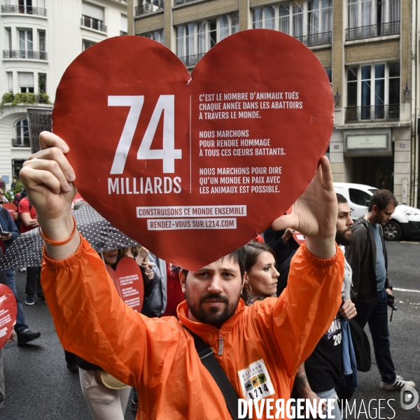 Marche L214 pour la fermeture des abattoirs 2019. Walk to the closure of slaughterhouses.