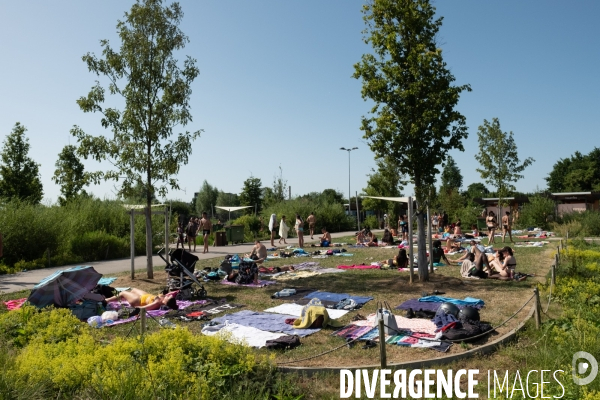 Un jour de canicule à la piscine écologique des murs à pêches de Montreuil.