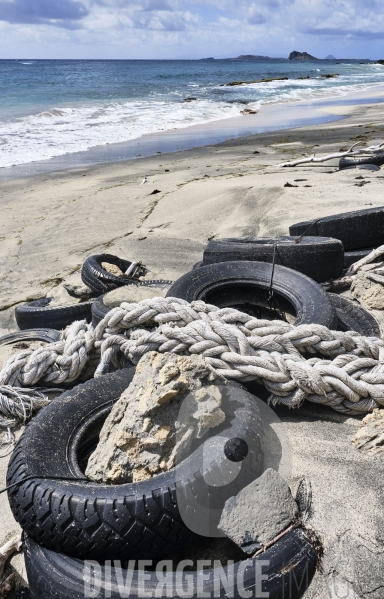 Des pneus en guise de barrière de protection du littoral