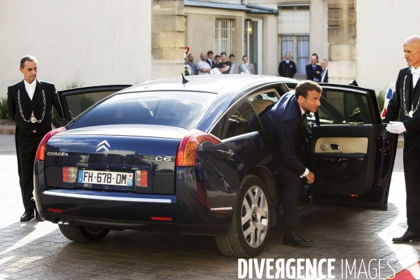 Le Président Emmanuel MACRON à la traditionnelle réception de l hôtel de Brienne.