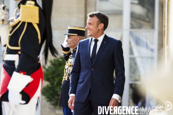 Le Président Emmanuel MACRON à la traditionnelle réception de l hôtel de Brienne.