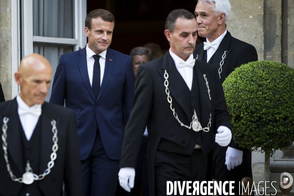 Le Président Emmanuel MACRON à la traditionnelle réception de l hôtel de Brienne.