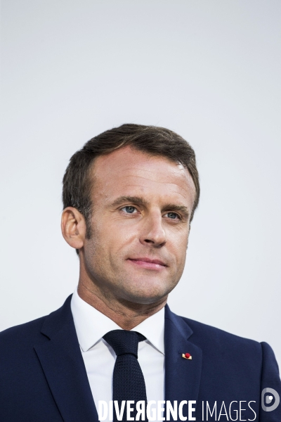 Le Président Emmanuel MACRON à la traditionnelle réception de l hôtel de Brienne.