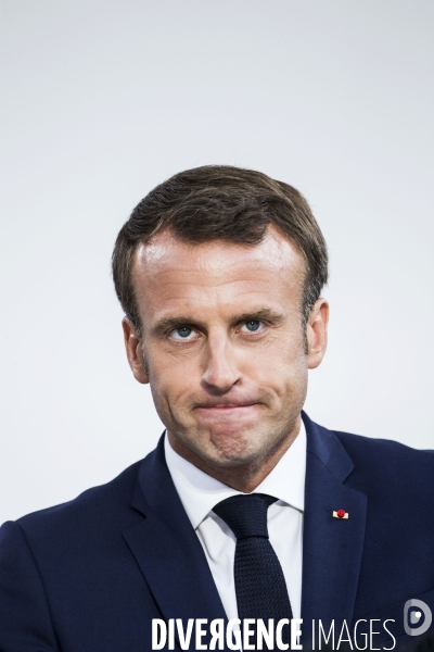 Le Président Emmanuel MACRON à la traditionnelle réception de l hôtel de Brienne.