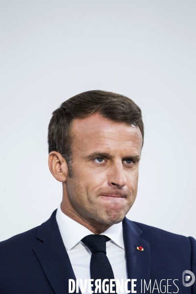 Le Président Emmanuel MACRON à la traditionnelle réception de l hôtel de Brienne.