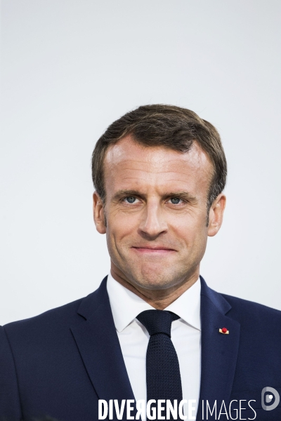 Le Président Emmanuel MACRON à la traditionnelle réception de l hôtel de Brienne.
