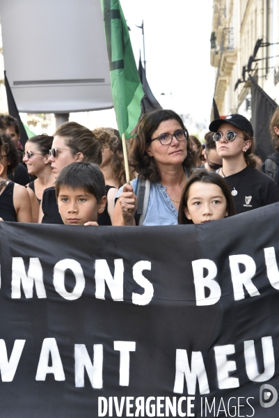 Notre coeur brûle  . Action d Extinction Rebellion France pour alerter sur les incendies en Amazonie et dans le monde.