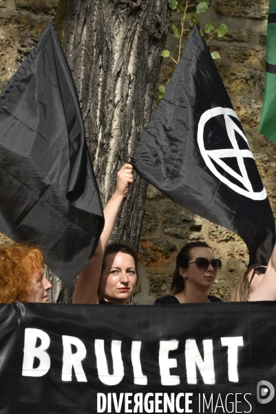 Notre coeur brûle  . Action d Extinction Rebellion France pour alerter sur les incendies en Amazonie et dans le monde.