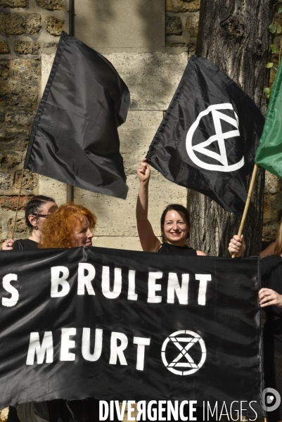 Notre coeur brûle  . Action d Extinction Rebellion France pour alerter sur les incendies en Amazonie et dans le monde.