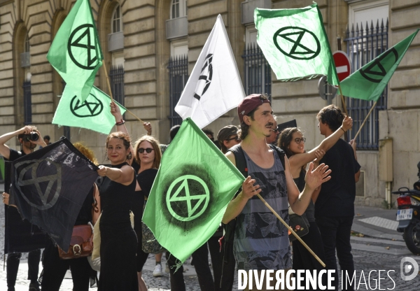 Notre coeur brûle  . Action d Extinction Rebellion France pour alerter sur les incendies en Amazonie et dans le monde.