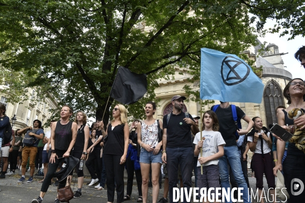 Notre coeur brûle  . Action d Extinction Rebellion France pour alerter sur les incendies en Amazonie et dans le monde.