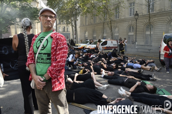 Notre coeur brûle  . Action d Extinction Rebellion France pour alerter sur les incendies en Amazonie et dans le monde.