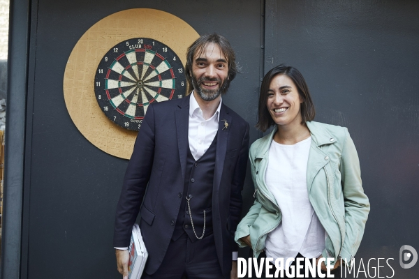 Cedric Villani et Paula Forteza , campagne municipale Paris 2020