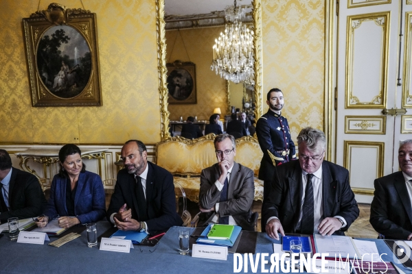 Edouard Philippe reçoit les partenaires sociaux, réforme des retraites.