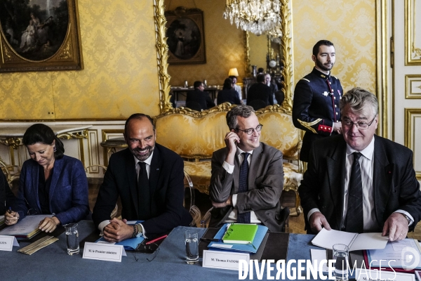 Edouard Philippe reçoit les partenaires sociaux, réforme des retraites.