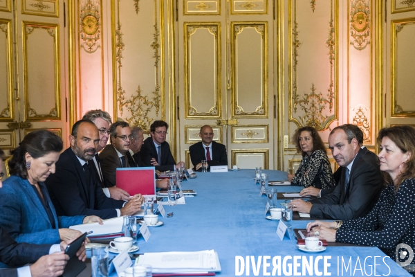 Edouard Philippe reçoit les partenaires sociaux, réforme des retraites.