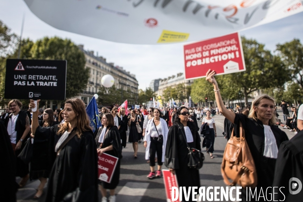 Manifestation des professions libérales contre le régime de retraites universel