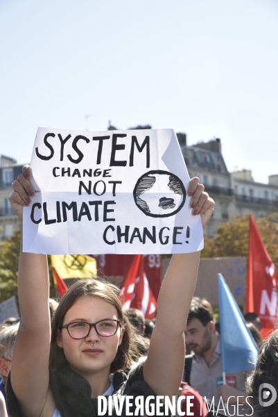 Greve mondiale pour le climat, étudiants et scolaires. Climate justice. Global strike for the climate with youth