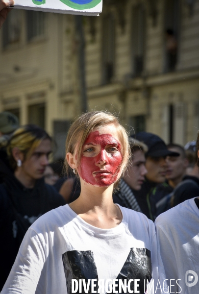 Greve mondiale pour le climat, étudiants et scolaires. Climate justice. Global strike for the climate with youth