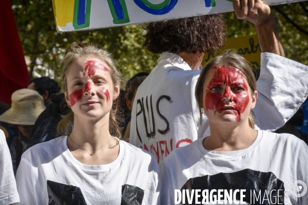 Greve mondiale pour le climat, étudiants et scolaires. Climate justice. Global strike for the climate with youth
