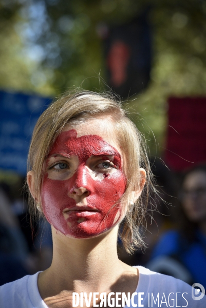 Greve mondiale pour le climat, étudiants et scolaires. Climate justice. Global strike for the climate with youth