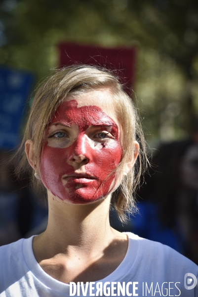 Greve mondiale pour le climat, étudiants et scolaires. Climate justice. Global strike for the climate with youth