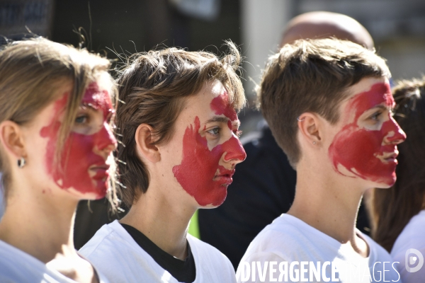 Greve mondiale pour le climat, étudiants et scolaires. Climate justice. Global strike for the climate with youth