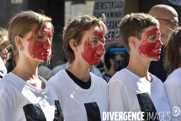 Greve mondiale pour le climat, étudiants et scolaires. Climate justice. Global strike for the climate with youth