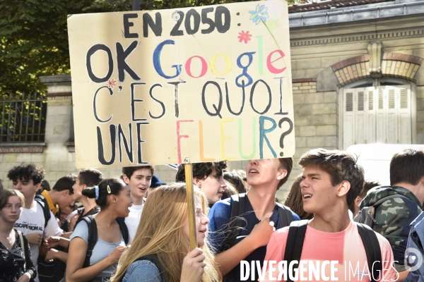 Greve mondiale pour le climat, étudiants et scolaires. Climate justice. Global strike for the climate with youth