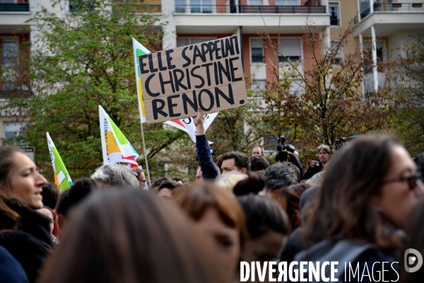 Rassemblement et greve apres le suicide de Christine Renon