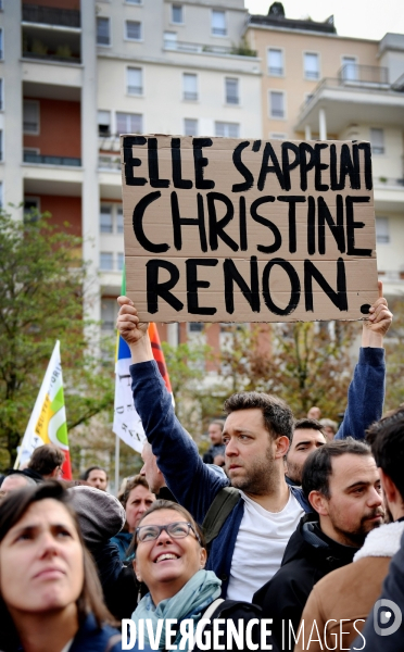 Rassemblement et greve apres le suicide de Christine Renon