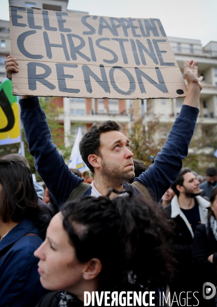 Rassemblement et greve apres le suicide de Christine Renon