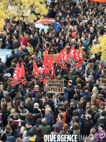 Rassemblement et greve apres le suicide de Christine Renon