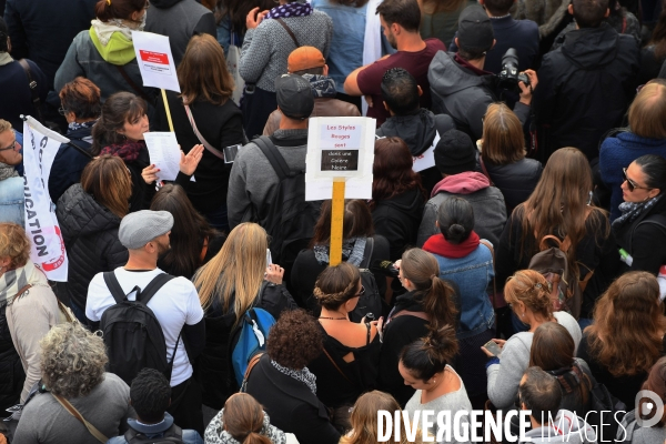 Rassemblement et greve apres le suicide de Christine Renon