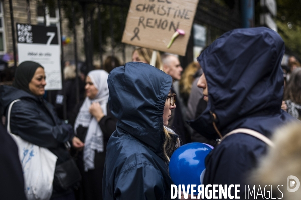 Marche blanche en hommage a la directrice, christine renon,  suicidee dans son ecole a pantin.