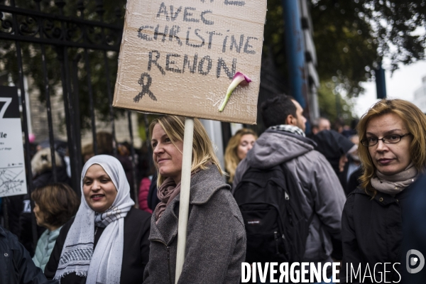 Marche blanche en hommage a la directrice, christine renon,  suicidee dans son ecole a pantin.