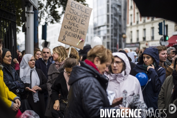 Marche blanche en hommage a la directrice, christine renon,  suicidee dans son ecole a pantin.