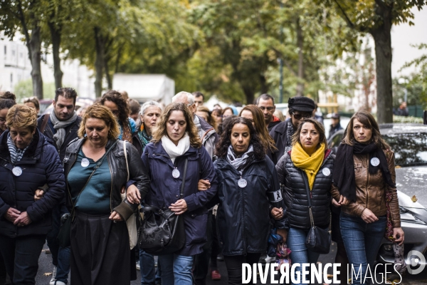 Marche blanche en hommage a la directrice, christine renon,  suicidee dans son ecole a pantin.