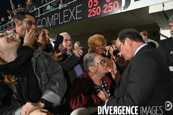 Julie Gayet et François Hollande au match de rugby Brive Stade toulousain.