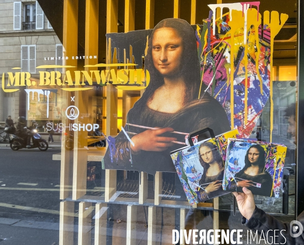 Mr brainwash invite mona lisa chez sushi shop