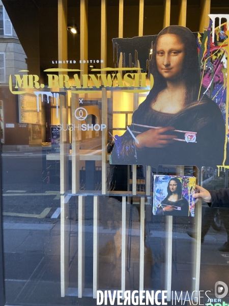 Mr brainwash invite mona lisa chez sushi shop