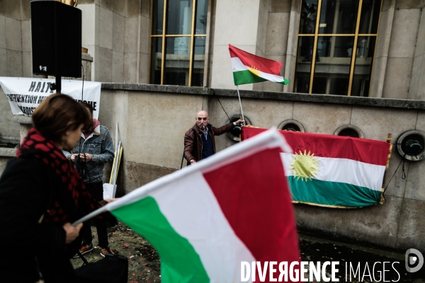 Rassemblement parisien contre les bombardements turques sur les Kurdes