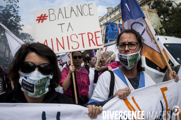 Manifestation des pompiers à Paris.