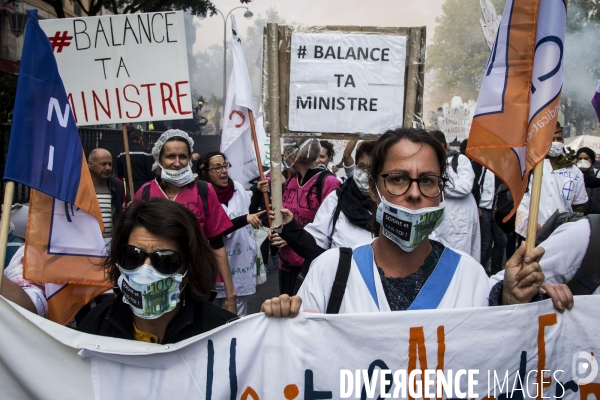 Manifestation des pompiers à Paris.