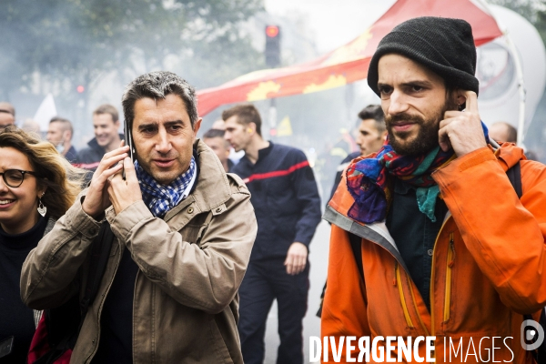 Manifestation des pompiers à Paris.