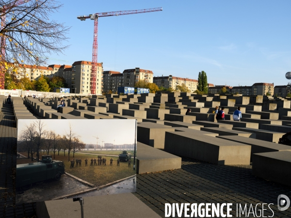 Berlin 30 ans plus tard. Une combinaison avant et après de deux images du mur de Berlin aujourd hui 2019 par rapport à 1989. Berlin 30 years later. A before and after 2019 compared to 1989.