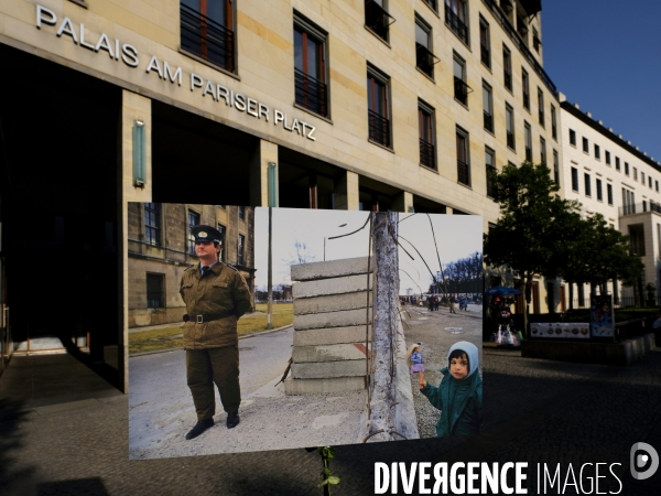 Berlin 30 ans plus tard. Une combinaison avant et après de deux images du mur de Berlin aujourd hui 2019 par rapport à 1989. Berlin 30 years later. A before and after 2019 compared to 1989.