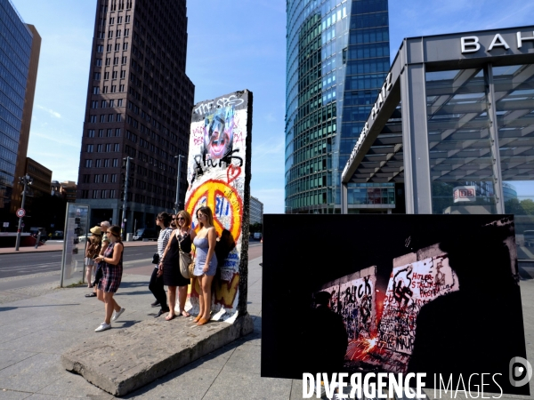 Berlin 30 ans plus tard. Une combinaison avant et après de deux images du mur de Berlin aujourd hui 2019 par rapport à 1989. Berlin 30 years later. A before and after 2019 compared to 1989.