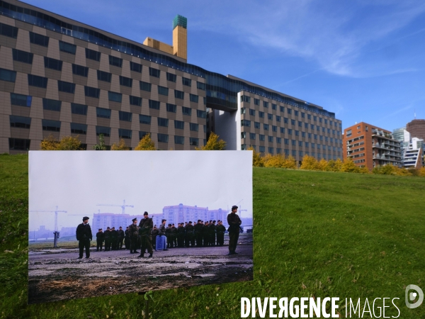 Berlin 30 ans plus tard. Une combinaison avant et après de deux images du mur de Berlin aujourd hui 2019 par rapport à 1989. Berlin 30 years later. A before and after 2019 compared to 1989.