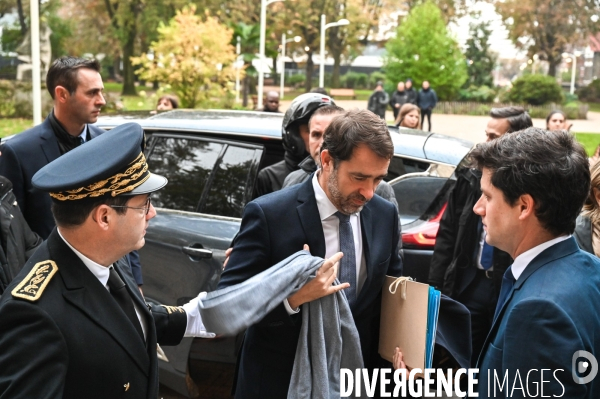 La Courneuve. Christophe Castaner, Laurent Nunez et Julien Denormandie.